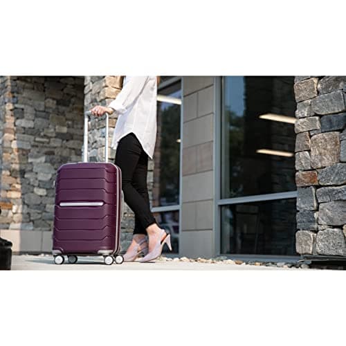 Samsonite Freeform 2-Piece Luggage Set - Carry-On & Large Checked Luggage with Dual Spinner Wheels - Durable Polypropylene Hardshell - TSA Lock, Airline-Approved - Expandable - Amethyst Purple