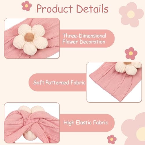 CÉLLOT 5 Pcs Baby Flower Headbands Baby Girls Nylon Headbands Soft Hairbands Hair Accessories for Newborn Infant Toddler Kids