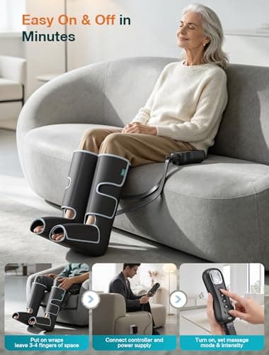 Leg Massager with Heat and Compression Helpful for Vericose Veins, Fatigue, Cramps, Swelling, Edema ALLJOY Leg Massager for Circulation and Pain Relief FSA,Gifts for Men Women B0DH1GWKJ6