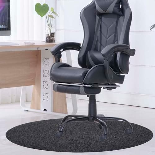 Office Chair Mat, Round Floor Mat for Home, 39inch Diameter Low Pile Heavy Duty Non Slip Multi-Purpose Desk Chair Mat Rug for Hardwood Tile Floor Carpets (Dark Grey)