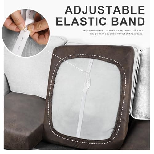 molasofa Leather Like Couch Cushion Covers Sofa Slipcovers Sets Couches Furniture Protector Covers for Sectional Armchair Loveseat Stretch Spandex Fabric, Machine Washable (3 Cushion Sofa, Brown)