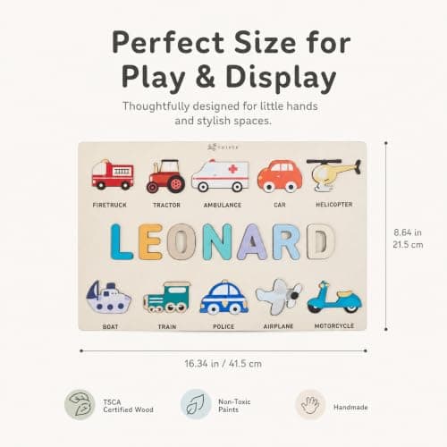 Personalized Name Puzzle for Toddlers 1-3 | Custom Wooden Baby Gift | 1st Birthday, Baby Shower & Easter | Montessori Learning Toy | Nursery Decor for Boys & Girls - Set 5 B0D4KLXXHC