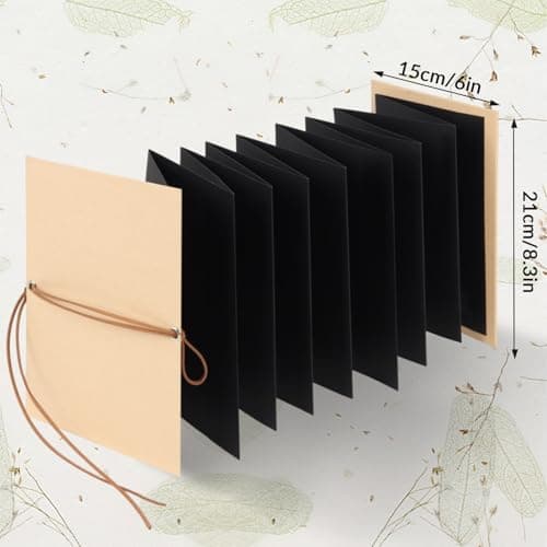 Stretchable Photo Album Folding Scrapbook Album 6x8.3 inches Small Blank Photo Book DIY Scrapbook Kraft Paper Students Memory Book for Graduation Anniversary Birthday Party Decorations Black B0FQBG9KRL