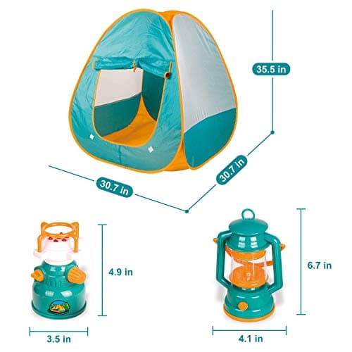 FUN LITTLE TOYS Pop Up Play Tent with Camping Gear and Tools Set, Outdoor Toys for Kids B07KKB4LFM