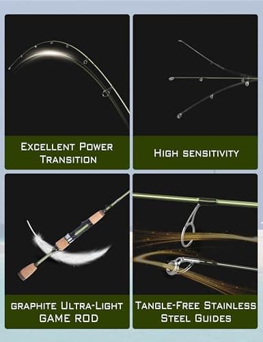 LITTMA Wild Streams Ultralight Spinning&Casting Trout Rod, 2-Piece Fishing Rod for Crappie, Panfish & Micro Fishing, Green Carbon Fiber Blank with Cork Handle, 5’6”/6’/6’6”/7’