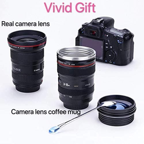 Chasing Y Camera Lens Coffee Mug -Thermal Tumbler Insulated Iced Cup with Spoon,13.5 OZ hot Coffee mug Gift for Him, Her,Mom,Dad Gifts, Photography, Friends,Camera accessories,Travel,School B07MV4LP6S
