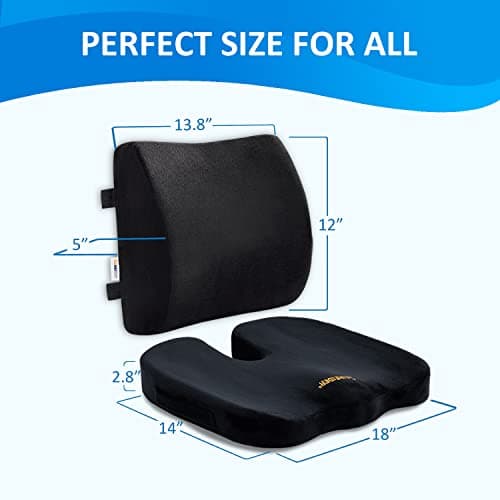 SAIREIDER Seat Cushion and Lumbar Support Pillow for Office Chair, Memory Foam Car Seat Cushions Back Support Pillows, Help Relieve Pain of Back, Lumbar, Tailbone and Sciatic Nerve(Black)