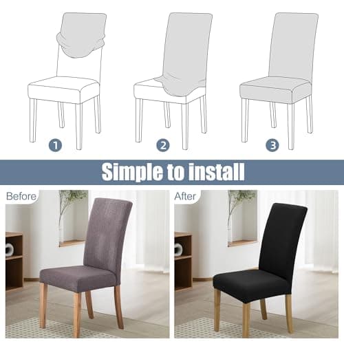 BIETYONE Chair Covers,Dining Room Chair Covers Set of 6,Stretch Kitchen Chair Cover,Washable Dining Chair Cover,Parsons Chair Slipcovers Protective,for Home,Restaurant,Banquet