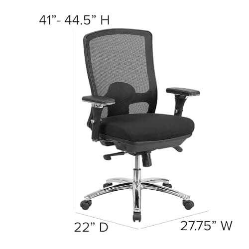 Flash Furniture HERCULES Series 24/7 Intensive Use Big & Tall 350 lb. Rated Black Mesh Multifunction Swivel Ergonomic Office Chair