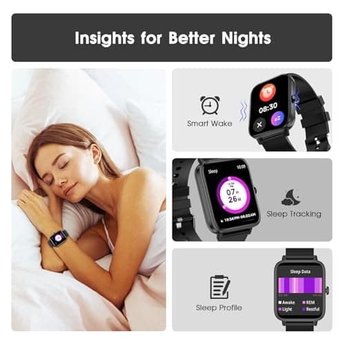 Smart Watch (Answer/Make Call): 1.85" Waterproof Fitness Trackers with 24-Hours Blood Pressure Heart Rate SpO2 Sleep Monitor Watches for Men Women, iPhone Android Compatible (Stone Black)