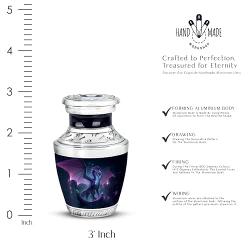 Blue Cremation Urns, Mini Urn, Burial Urn for Men Ashes, Urn for Women Dragon Urn, 3 Inch Memorial Urn for MoM, Small Funeral Urns for Human Ashes B0FFZCN1G6