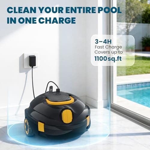 Y20 Robotic Pool Cleaner, Cordless Pool Vacuum for Above Ground & Inground Flat Pools with Dual Motors, 120 Min Runtime, Auto-Parking, Powerful Pool Vacuum Robot for Up to 1100 Sq.Ft