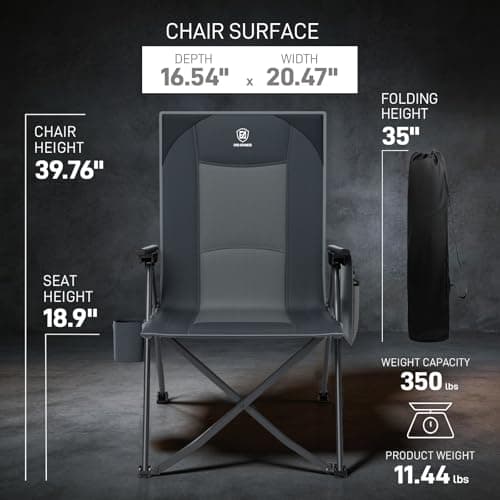EVER ADVANCED Reclining Camping Chairs for Adult Lightweight, Folding Recliner Chair with Adjustable Back, 4-Level Lounge Chairs, Portable Lawn Chairs for Patio Balcony, Supports 350lbs Grey