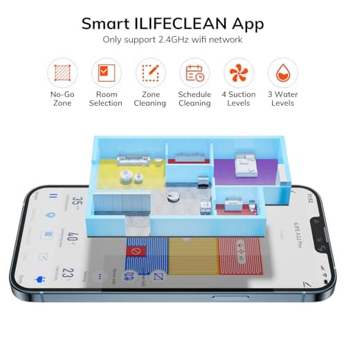 ILIFE A12 Pro Robot Vacuum and Mop Combo, Self Emptying Station for 60 Days, LiDAR Navigation, Home Mapping, No-Go Zones, 2.4G WiFi/App/Alexa/Remote Control, for Hard Floors, 110V