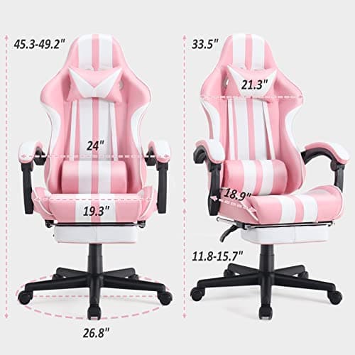 Ferghana Gaming Chairs with Footrest,Computer Game Chair,Massage Gaming Chairs,Christmas,Xmas Gift,PC Gaming Chairs for Adults Teens for Gaming Live Streaming Room(Pink,Racing Version)