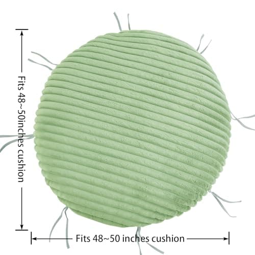HOMBYS Fluffy Shaggy Cover for Papasan Chair Cushion, Plush Faux Fur Slipcover ONLY, (Without Cushion) Removable Soft Papasan Cushion Covers with 8 Ties, (Sage Green, 55"x55")