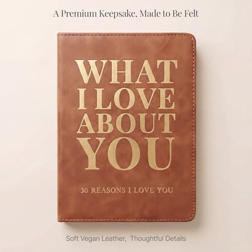 What I Love About You Leather Book – 30 Reasons Why I Love You, Fill-In-The-Blank Journal for Him & Her, Romantic Couples Keepsake (Brown)