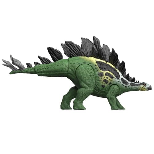 Mattel Jurassic World Dinosaur Figure Toy, Gigantic Thrashers Large Stegosaurus with 2 Attack Action & Evolve Feature, Digital Play