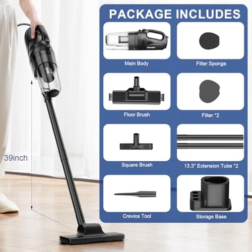 SOWTECH Corded Vacuum Cleaner, Super Power Suction Stick Vacuum Cleaners for Home, 6-in-1 Lightweight Hard Floor Vacuum Removable Handheld Vac, Portable Vacuum for Pet Hair