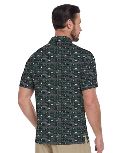 ZITY Men's Golf Shirts Short Sleeve Moisture Wicking Performance Print Patterns Casual Collared Golf Polo Shirt for Men