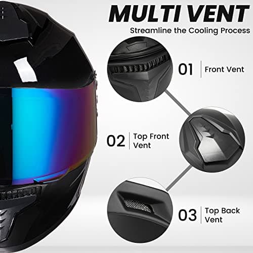 Full Face Motorcycle Helmets for Adults Men and Women DOT Street Bike Racing Helmet with Tinted Visor Model MD-813