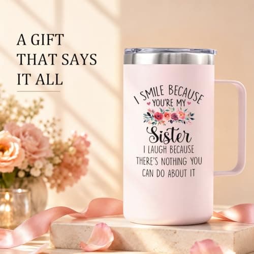 Gift-Ready Package with 20oz Mug, Straw, Sliding Lid, Brushes, Keychain & Gift Box, Birthday & Christmas Gift for Sisters Lifecapido Sister Gifts, 20oz Stainless Steel Insulated Coffee Mug Set B0FMK4LXHG