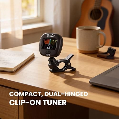 Fender FCT-2 Professional Multi-Instrument Clip-On Tuner for Guitar, Bass, Ukulele, and Violin