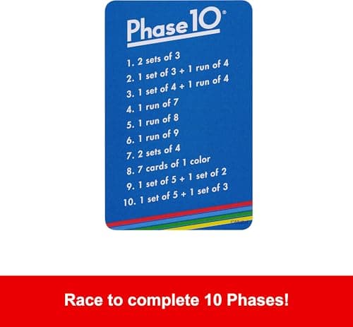 Mattel Games Phase 10 Card Game with 108 Cards, Great Game for Kids, Family or Adult Game Night, Ages 7 Years and Older