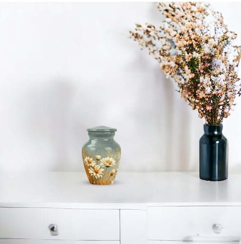 Daisy Urn for Ashes - Funeral Urns for Women - Daisy Cremation Urn for Adult Ashes Men - 2/3 Tablespoon of Ash Keepsake Box Daisy Urn - Flower Urn Small Keepsake - Urns for Burial in Ground - 3 Inch B0CZXM5ZJD