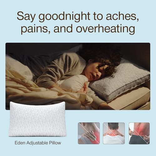 Coop Home Goods Eden Bed Pillow Queen Size for Sleeping on Back, Stomach and Side Sleeper- Medium Soft Memory Foam Cooling Gel - CertiPUR-US/GREENGUARD Gold B01LYU7V4S