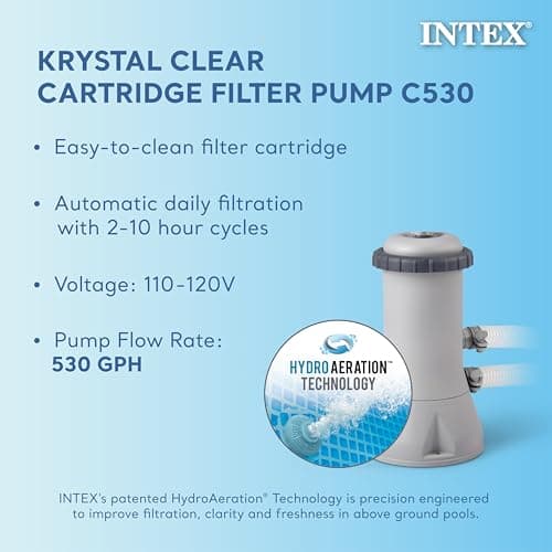 Intex 28157EH Easy Set Inflatable Swimming Pool Set: 15ft x 33in – Includes 530 GPH Cartridge Filter Pump – Puncture-Resistant Material – 2587 Gallon Capacity – 26in Water Depth