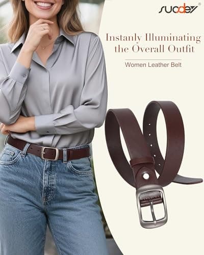 SUOSDEY Women Belts For Jeans Dresses Pants Ladies Leather Waist Belt with Elegant Buckle, Width 1.3"