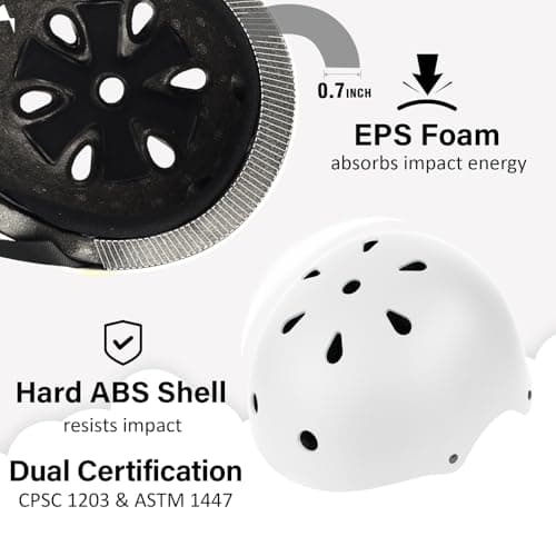 Skateboard Bike Helmet, Lightweight Adjustable, Multi-Sport for Bicycle Skate Scooter, 3 Sizes for Adult Youth & Kids
