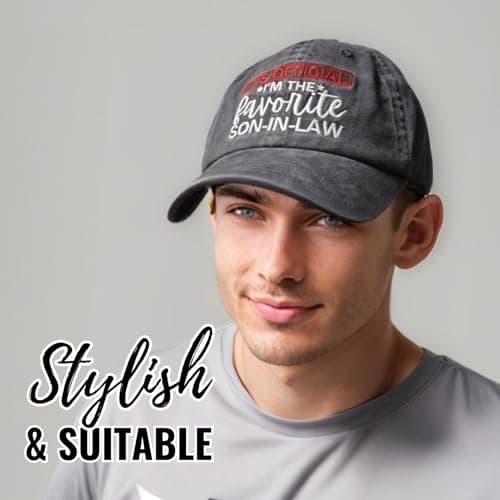 InnoBeta Son in Law Gifts Cap for Father's Day, Funny Adjustable Embroidered Hat Gifts for Birthday, Christmas, Gray, I'm The Favorite Son in Law