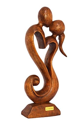 G6 COLLECTION 12" Wooden Handmade Abstract Sculpture Statue Handcrafted - Eternal Love - Gift Art Decorative Home Decor Figurine Accent Decoration Artwork Hand Carved