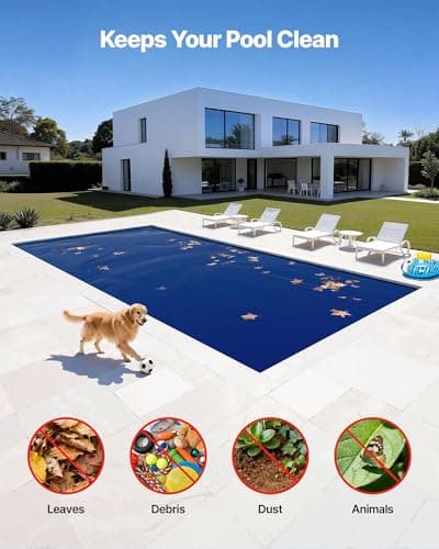 VEVOR Solar Pool Cover, 32 x 16 ft Pool Bubble Cover, 16 Mil Pools Solar Blanket with Dual Heat-Locking Air Layer for Pools, Daytime Heat Absorption, Nighttime Heat Retention, Blue & Silver, Cuttable