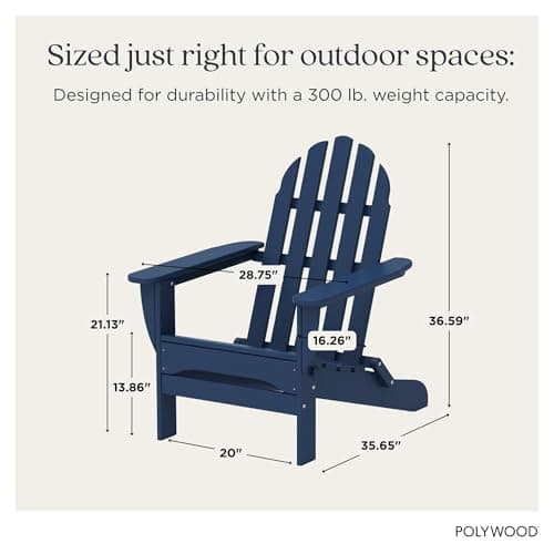 Polywood AD5030NV Classic Folding Adirondack Chair, Navy