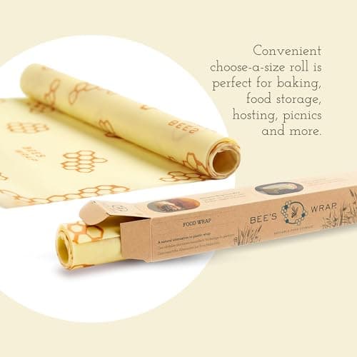 Bee's Wrap Beeswax Wraps for Food - Cut to Size 14x52" Wax Paper Roll - Made in USA Reusable Waxed Paper & Bowl Covers - Organic & Eco-Friendly Alternative to Aluminum Foil & Plastic Wrap, Honeycomb