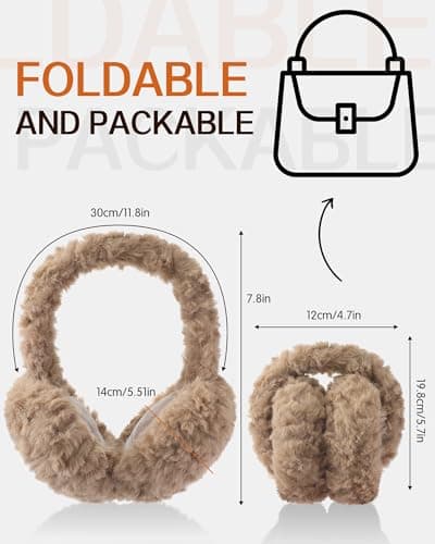 Trifabricy EarMuffs for Women Winter Faux Fur Warm Earmuffs Cute Foldable Ear Covers Cold Weather Fluffy Ear Warmers