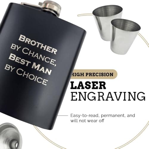 Best Man Gifts from Groom, Will You Be My Best Man Proposal, Gift for Brother on Wedding Day, Engraved Hip Flask, Brother by Chance Flask B0F5YF16F6
