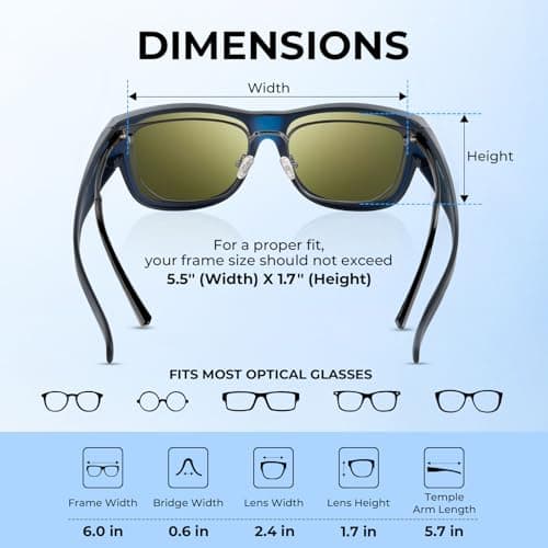 KastKing Chariton Fit-Over Polarized Wrap Around Over Sunglasses for Men and Women, Ideal for Driving Fishing Cycling Running