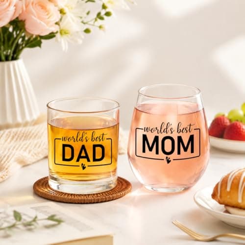 Breezy Valley Mom Dad Cups, Birthday Gifts for Mom from Kids - Worlds Best Moms Dad Gifts Mug Sets, Gift Ideas for Moms Dads Together, Cup Mugs for Parents B0FQ5FD1WZ