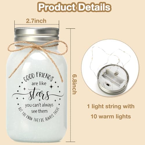 Maracco Christmas Best Friends Gifts for Women, Mason Jar Night Lights for Friend, BFF, Coworker, Friendship Gifts Friends Birthday Gifts for Women