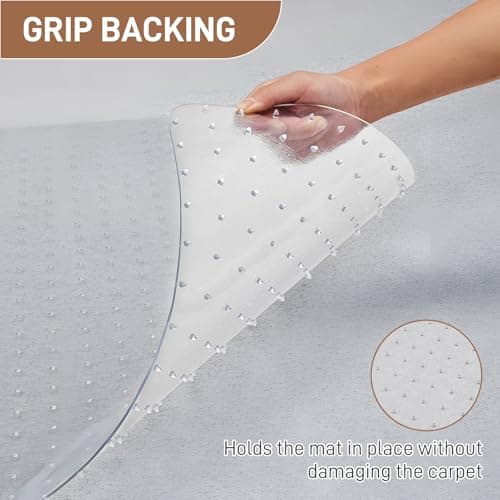 Winado Office Chair Mat, 36"x48" Non-Slip Under Computer Desk Chair Carpet Floor Protector, Heavy Duty Clear Plastic Chair Mats for Rolling Gaming and Work Chairs (Carpet 90 * 120 * 0.2cm with Lip)