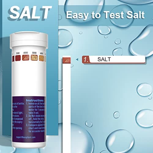 Saltwater Pool Test Strips, Swimming Pool and Spa Salt Test Strips Kit for Sodium Chloride Content 0-8000 ppm, 25 Count