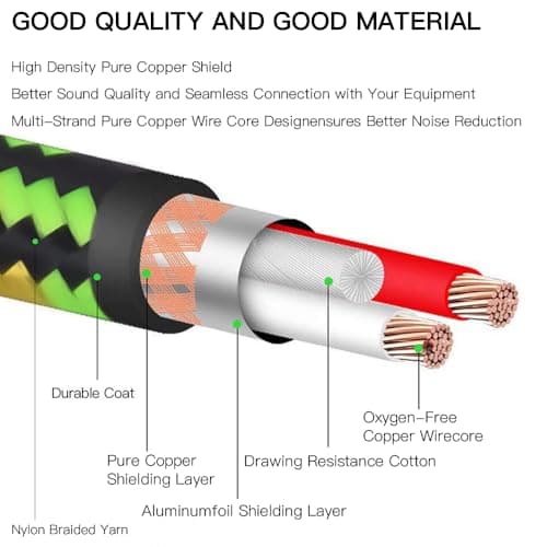 HixYaxi USB Guitar Cable Guitar to Pc Interface USB to 6.35mm 1/4 inch TS Instrument Cable Recording Instrument Electric Guitar Cord Compatible with Windows Mac OS for Guitar Bass - 10FT/3.1M