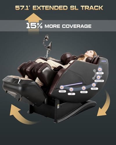 4D Massage Chairs Full Body,Zero Gravity SL-Track Shiatsu Massage Chair Recliner,Core Heating,20 Massage Techniques,Deep Yoga Stretch,Foot Rollers, Ai Voice,Touch Screen,Wireless Charging