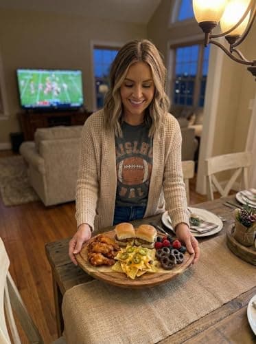 Solid acacia wood, not bamboo, football shaped cutting board. Football gifts for women, coaches, and tailgate hosts. American Football Charcuterie Board 16X9.5 Inch, Game Day Hosting Tray B0F4PNFBW6