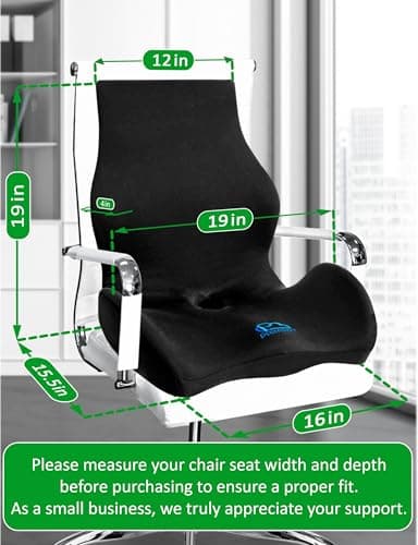 Ergonomic Memory Foam Seat Cushion for Office Chair, Car Seat, Dining, Gaming Chair & Wheelchair, Full Back & Lumbar Support Pillow One Piece, Back Pain Relief, Coccyx, Tailbone & Sciatica Pain Relief