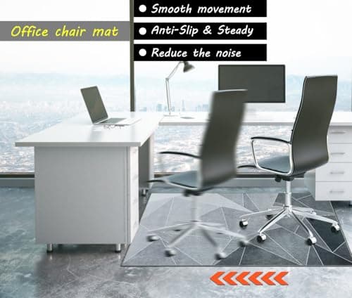 Office Chair Mat for Hardwood Floor & Low-Pile Carpet,36"*48" Highly Premium Quality Protector Floor Mat,Desk Chair Mat - Anti-Slip Carpet Chair Mats for Laminate/Tile Floor Black Grey